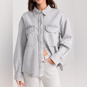 New AGOLDE Gwen Denim Shirt Jacket in Gray Size Extra Large XL